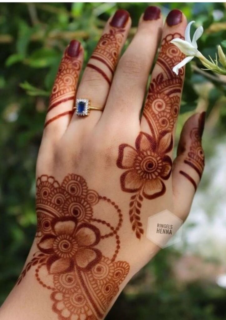stylish back hand mehndi design