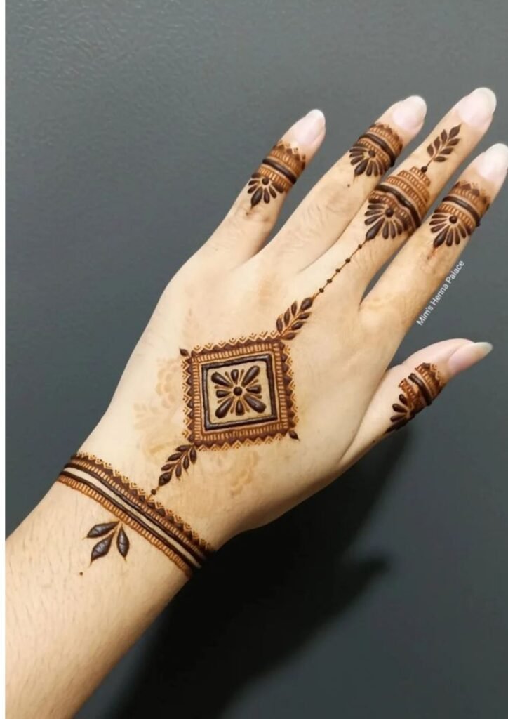 stylish back hand mehndi design