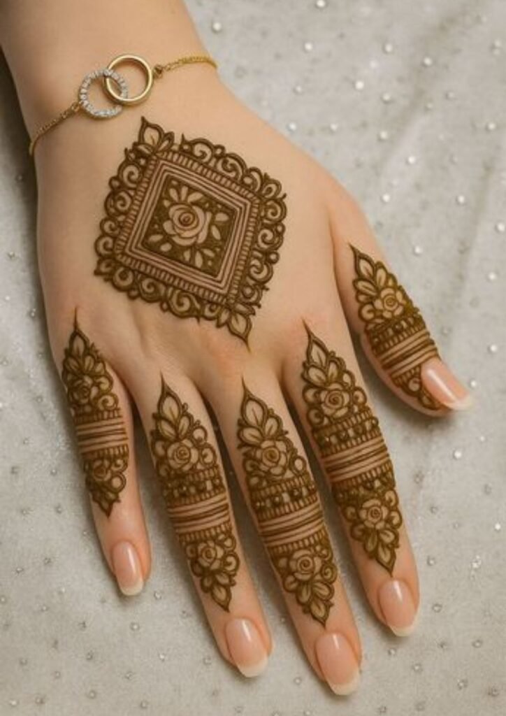 stylish back hand mehndi design
