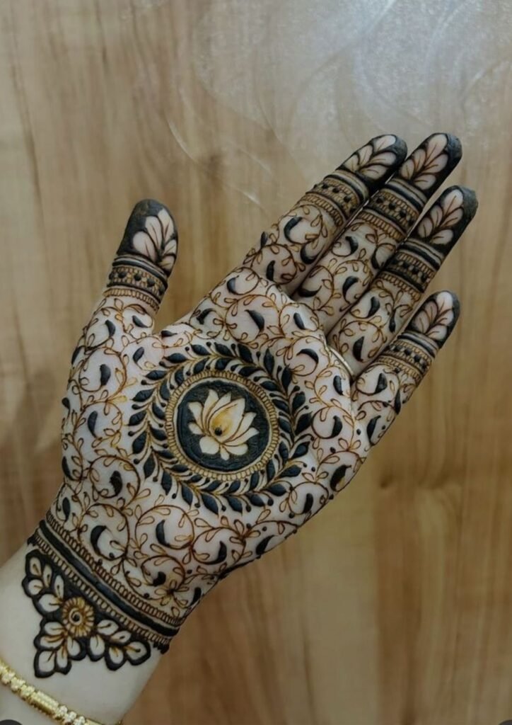 stylish back hand mehndi design