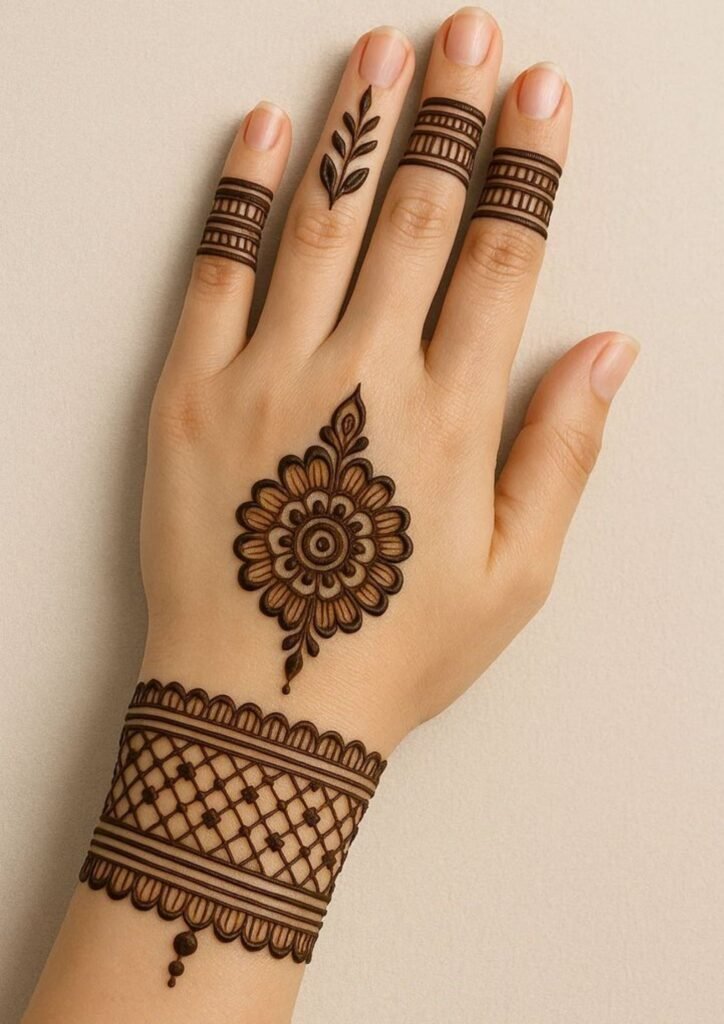stylish back hand mehndi design