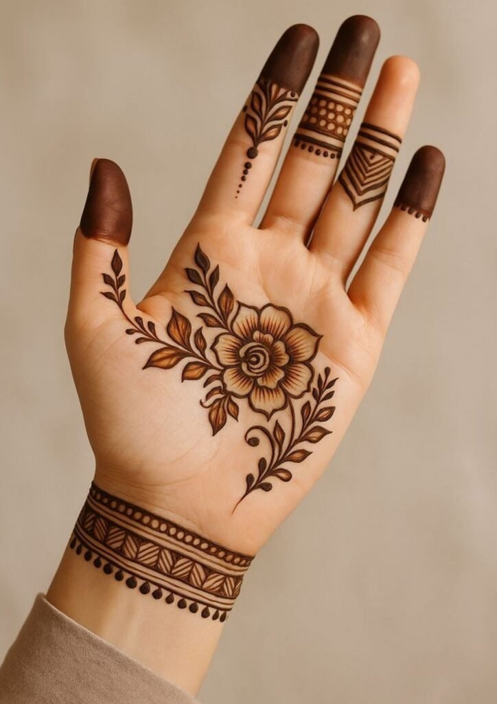 stylish back hand mehndi design