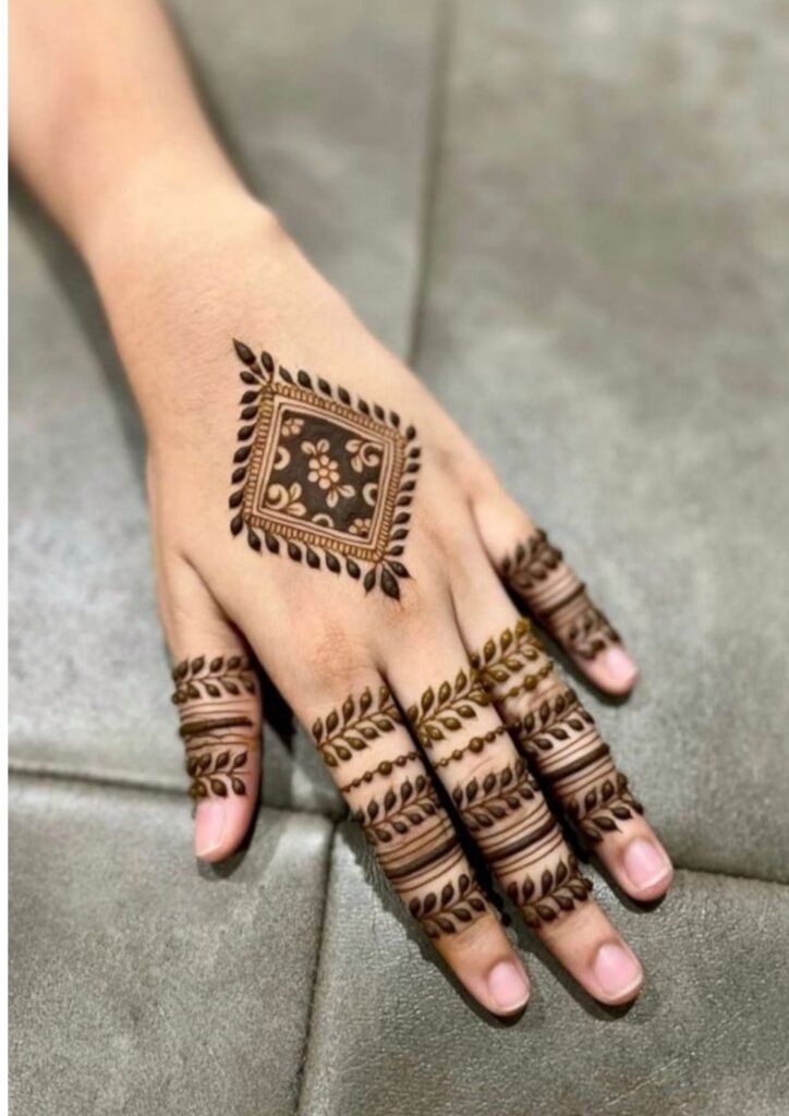 stylish back hand mehndi design