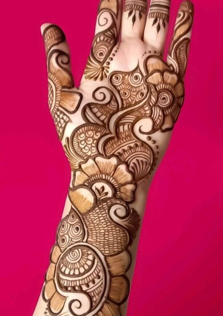 stylish back hand mehndi design